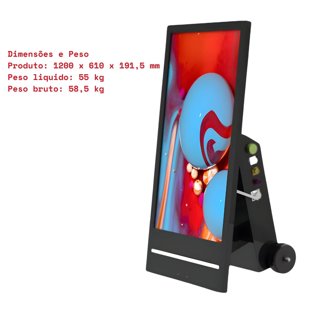 Totem Interativo Vertical 43” – Android, Touch, Wi-Fi, Bluetooth e Tela Full HD