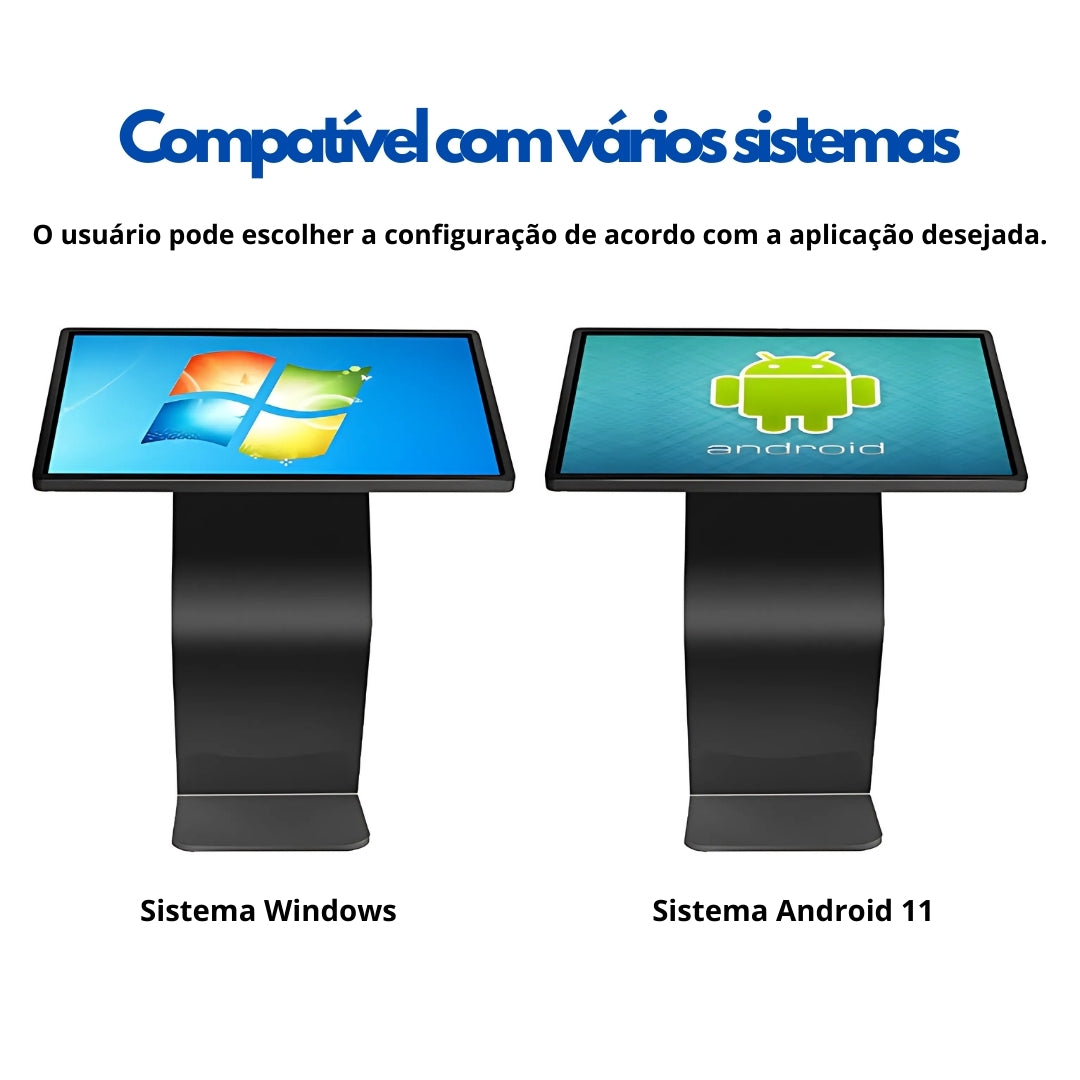 Totem Digital Horizontal 32” com Android, WiFi, Bluetooth, Touch e Tel ...