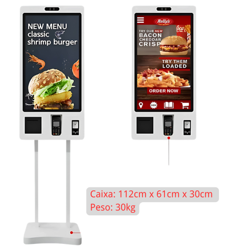 Totem de Autoatendimento 32” Touch Screen para Empresas e Restaurantes