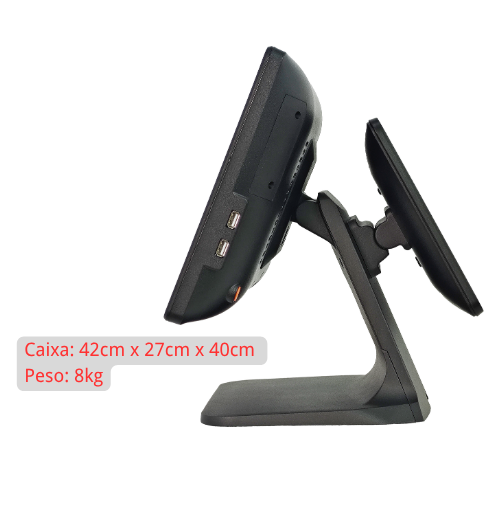 Totem PDV Dupla Tela Touchscreen para Restaurantes Mercados Lojas 15.6"+11.6"